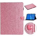 For Lenovo Tab M10 Plus X606F Glitter Powder Love Buckle Horizontal Flip Leather Case with Holder & Card Slots(Pink)