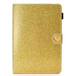 For 7 inch Universal Tablet PC Glitter Powder Love Buckle Horizontal Flip Leather Case with Holder & Card Slots(Gold)