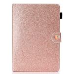 For 7 inch Universal Tablet PC Glitter Powder Love Buckle Horizontal Flip Leather Case with Holder & Card Slots(Rose Gold)