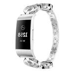 For Fitbit Charge 2 Sun Moon Star Diamond Metal Watch Band(Silver)