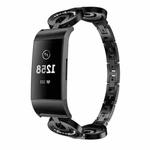 For Fitbit Charge 5 Sun Moon Star Diamond Metal Watch Band(Black)