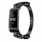 For Fitbit Charge 3 / 4 Sun Moon Star Diamond Metal Watch Band(Black)