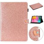 For Samsung Galaxy Tab A 10.1 T510  Love Buckle Glitter Horizontal Flip Leather Case with Holder & Card Slots(Rose Gold)