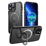 For iPhone 14 MagSafe Magnetic Metal Holder Phone Case(Black)