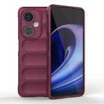 For OnePlus Nord CE 3 Magic Shield TPU + Flannel Phone Case(Wine Red)