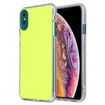 For iPhone X / XS Fine Hole Series TPU + Acrylic Anti-fall Mirror Phone Protective Case(Fluorescent Green)