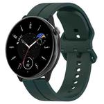 For Amazfit GTR Mini 20mm Flat Head Groove Reverse Buckle Silicone Watch Band(Dark Green)