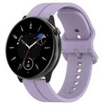 For Amazfit GTR Mini 20mm Flat Head Groove Reverse Buckle Silicone Watch Band(Light Purple)