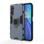 For OPPO Realme 6 PC + TPU Shockproof Protective Case with Magnetic Ring Holder(Navy Blue)