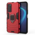 For Huawei Honor X10 5G PC + TPU Shockproof Protective Case with Magnetic Ring Holder(Red)