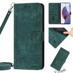 For Motorola Moto G 5G 2022 Skin Feel Stripe Pattern Leather Phone Case with Lanyard(Green)