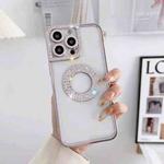 For iPhone 14 Plus Electroplated Diamond Phone Case(Rose Gold)