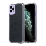 For iPhone 11 Pro Max Fine Hole Series Anti-fall Transparent TPU + Acrylic Glitter Phone Protective Case(Purple)