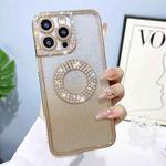For iPhone 14 Plus Electroplated Diamond Gradient Glitter Phone Case(Gold)