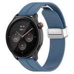 For Amazfit GTR 4 Magnetic Fold Clasp Silver Buckle Silicone Watch Band(Blue)