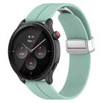 For Amazfit GTR 4 Magnetic Fold Clasp Silver Buckle Silicone Watch Band(Teal)