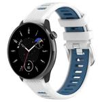 For Amazfit GTR Mini 20mm Cross Texture Two Color Silicone Stainless Steel Buckle Watch Band(White Blue)