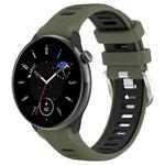 For Amazfit GTR Mini 20mm Cross Texture Two Color Silicone Stainless Steel Buckle Watch Band(Green Black)