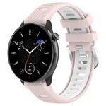 For Amazfit GTR Mini 20mm Cross Texture Two Color Silicone Stainless Steel Buckle Watch Band(Pink White)