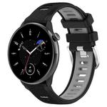 For Amazfit GTR Mini 20mm Cross Texture Two Color Silicone Stainless Steel Buckle Watch Band(Black Gray)