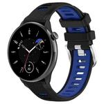 For Amazfit GTR Mini 20mm Cross Texture Two Color Silicone Stainless Steel Buckle Watch Band(Black Blue)