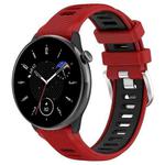 For Amazfit GTR Mini 20mm Cross Texture Two Color Silicone Stainless Steel Buckle Watch Band(Red Black)
