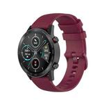 For Honor Watch GS 3i 22mm Small Plaid Texture Silicone Watch Band(Wine Red)