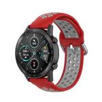 For Honor Watch GS 3i 22mm Sports Two-tone Silicone Watch Band(Red Grey)