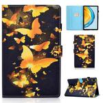 For Huawei Matepad SE 10.4 2022 Colored Drawing Stitching Flip Leather Tablet Case(Golden Butterfly)
