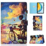 For Huawei Matepad SE 10.4 2022 Colored Drawing Stitching Flip Leather Tablet Case(Cycling Boy)
