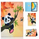 For Huawei Matepad SE 10.4 2022 Colored Drawing Stitching Flip Leather Tablet Case(Bamboo Bear)