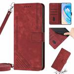 For Huawei P30 lite / nova 4e Skin Feel Stripe Pattern Leather Phone Case with Lanyard(Red)