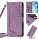 For Huawei P30 Pro Skin Feel Stripe Pattern Leather Phone Case with Lanyard(Purple)