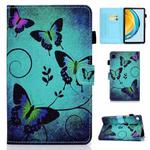 For Huawei Matepad SE 10.4 2022 Colored Drawing Stitching Flip Leather Tablet Case(Green Butterflies)