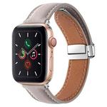 Folding Buckle Genuine Leather Watch Band For Apple Watch Series 8&7 41mm / SE 2&6&SE&5&4 40mm / 3&2&1 38mm(Grey)