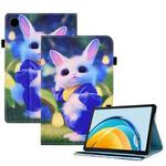 For Huawei Matepad SE 10.4 2022 Colored Drawing Stitching Elastic Band Leather Tablet Case(Cute Rabbit)