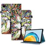 For Huawei Matepad SE 10.4 2022 Colored Drawing Stitching Elastic Band Leather Tablet Case(Life Tree)