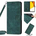 For vivo Y15s / Y15a / Y01 Skin Feel Stripe Pattern Leather Phone Case with Lanyard(Green)
