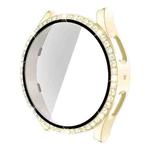 For Samsung Galaxy Watch5 44mm Single Row Diamond PC + Tempered Glass Watch Case(Gold)