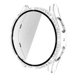 For Samsung Galaxy Watch5 44mm Single Row Diamond PC + Tempered Glass Watch Case(Transparent)