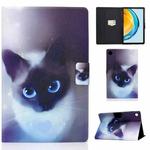 For Huawei Matepad SE 10.4 2022 Electric Pressed Colored Drawing Leather Tablet Case(Blue Eyed Cat)