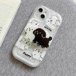 For iPhone 14 Pro Max Airbag Frame Puppy Pattern TPU Holder Phone Case(Transparent)