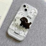 For iPhone 12 Airbag Frame Puppy Pattern TPU Holder Phone Case(Transparent)