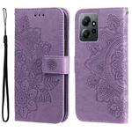 For Xiaomi Redmi Note 12 4G Global 7-petal Flowers Embossing Leather Phone Case(Purple)