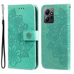 For Xiaomi Redmi Note 12 4G Global 7-petal Flowers Embossing Leather Phone Case(Green)