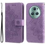 For Honor Magic5 Pro 7-petal Flowers Embossing Leather Phone Case(Purple)