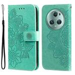 For Honor Magic5 Pro 7-petal Flowers Embossing Leather Phone Case(Green)