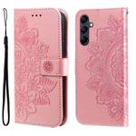 For Samsung Galaxy M14 5G 7-petal Flowers Embossing Leather Phone Case(Rose Gold)