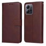 For Xiaomi Redmi Note 12 4G Global Classic Calf Texture Flip Leather Phone Case(Brown)