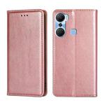 For Infinix Hot 12 Pro Gloss Oil Solid Color Magnetic Leather Phone Case(Rose Gold)